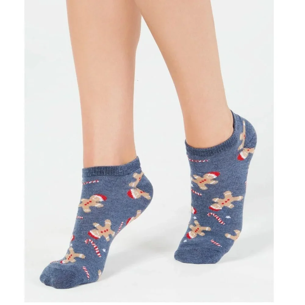 Charter Club Women's 1-Pair Low-Cut Socks, Blue Christmas Gingerbread, One Size